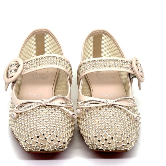Christian Louboutin MAMASTRAPITINA Strass Crystal Mesh Ballerina Flats - Picture 8 of 16